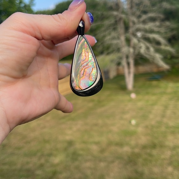 OYSTER BAR Retired LIA SOPHIA Slide Pendant for a necklace Hematite & Abalone 🥰 - Picture 3 of 13